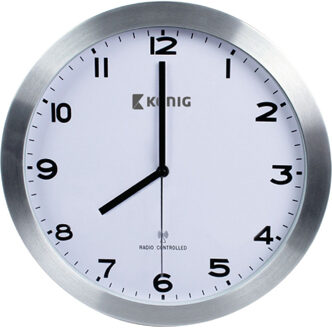 Konig radiografisch gestuurde stationsklok 30cm - wit/zilver