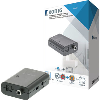 Konig toslink naar analoog omvormer 1x toslink female + 1x s/pdif (rca) female - 2x rca female donkergrijs