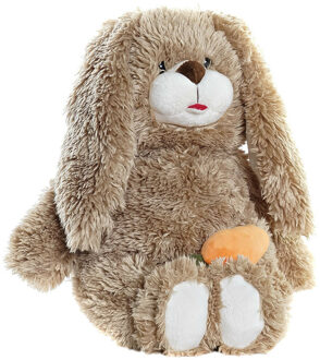 Konijn/haas bruin knuffeldier van zachte pluche - 28 cm staand - bruin - Knuffeldier
