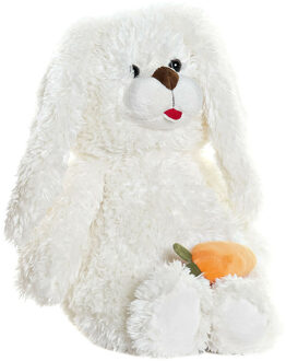 Konijn/haas wit knuffeldier van zachte pluche - 28 cm staand - wit - Knuffeldier