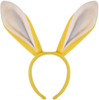 Konijnen/bunny oren geel met wit voor volwassenen 27 x 28 cm