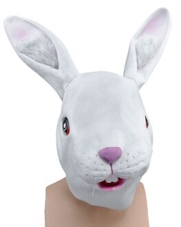 Konijnen masker - wit - volwassenen - konijn/haas verkleedmasker - dierenmasker Multi