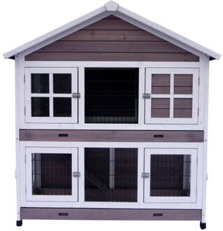 Konijnenhok Sisi - 125x67x133 cm - Grijs - Middel