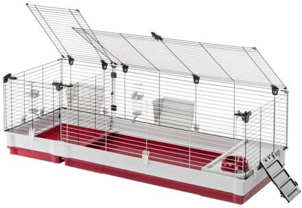 konijnenkooi Krolik 162 x 50 cm staal wit/rood