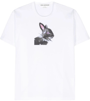 Konijnenprint Crew Neck T-shirt Junya Watanabe , White , Dames - M,S