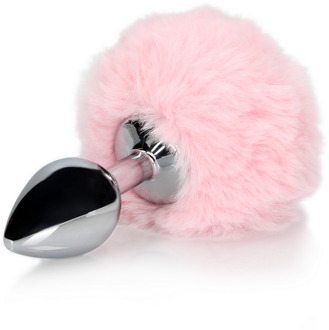 Konijnenstaart met metalen buttplug
