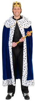 Koning cape/mantel voor volwassenen - carnaval verkleedkleding - blauw - heren - one size