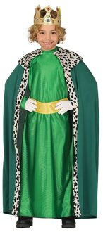 Koning mantel - groen - verkleedkostuum - voor kinderen - 3 koningen - verkleedkleding 7-9 jaar (122-134)