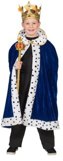 Koning verkleed cape - blauw - voor kinderen 116 (6 jaar)