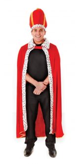 Koning verkleed cape met kroon - rood - carnaval - koningsdag - volwassenen