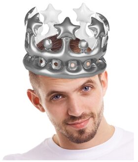 Koning voor een dag kroon zilver - Verkleedhoofddeksels Zilverkleurig