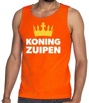 Koning Zuipen tanktop / mouwloos shirt oranje heren S - Feestshirts