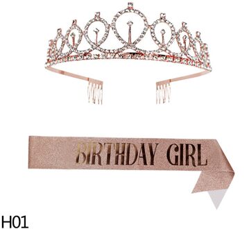 Koningin Meisje Verjaardag Satin Schouderriem Prinses Kroon Gelukkige Verjaardag Partij Gunst Anniversary Decoratie Benodigdheden H01