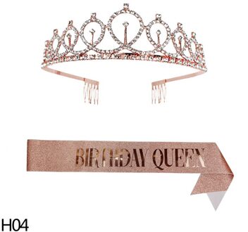 Koningin Meisje Verjaardag Satin Schouderriem Prinses Kroon Gelukkige Verjaardag Partij Gunst Anniversary Decoratie Benodigdheden H04