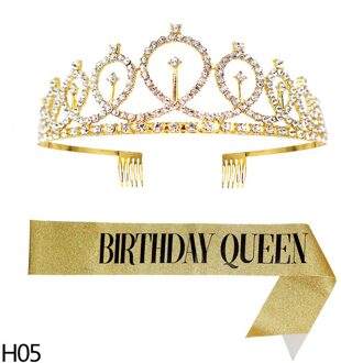 Koningin Meisje Verjaardag Satin Schouderriem Prinses Kroon Gelukkige Verjaardag Partij Gunst Anniversary Decoratie Benodigdheden H05