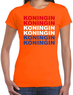 Koningin t-shirt oranje voor dames - Koningsdag shirts S - Feestshirts