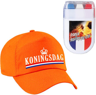 Koningsdag feest petje - baseballcap - oranje - Met vlag schminkstift - dames - heren