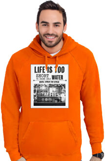 Koningsdag hoodie voor heren - vintage poster - oranje - oranje feestkleding XL