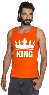 Koningsdag King mouwloos shirt oranje heren L - Feestshirts