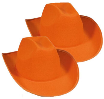 Koningsdag oranje western cowboyhoed - 4x stuks - vilt - Oranje hoeden - voor volwassenen