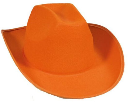 Koningsdag oranje western cowboyhoed - vilt - Oranje hoeden - voor volwassenen