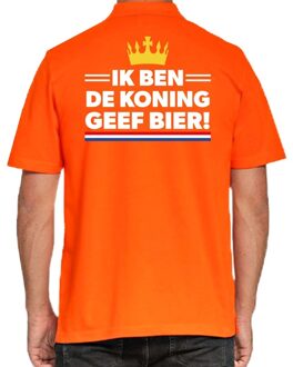 Koningsdag polo t-shirt oranje ik ben koning geef bier voor heren S - Feestshirts