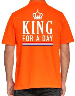Koningsdag polo t-shirt oranje King for a day voor heren 2XL - Feestshirts