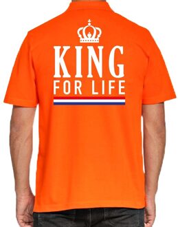 Koningsdag polo t-shirt oranje King for life voor heren M - Feestshirts