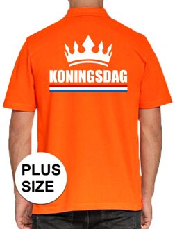 Koningsdag polo t-shirt oranje met kroon voor heren 3XL - Feestshirts