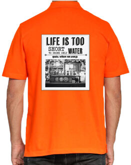 Koningsdag polo voor heren - vintage poster - oranje - oranje feestkleding L