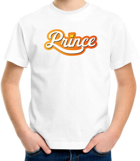 Koningsdag shirt wit voor kinderen - Prince met kroon XL (158-164) - Feestshirts