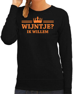 Koningsdag sweater dames - wijntje - zwart - glitters - oranje feestkleding M