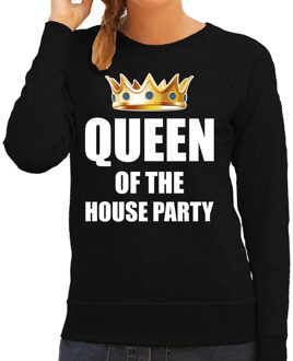 Koningsdag sweater Queen of the house party zwart voor dames S