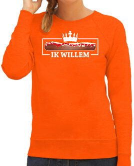 Koningsdag sweater voor dames - frikandel, ik Willem - oranje - feestkleding 2XL