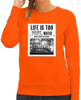 Koningsdag sweater voor dames - vintage poster - oranje - oranje feestkleding S
