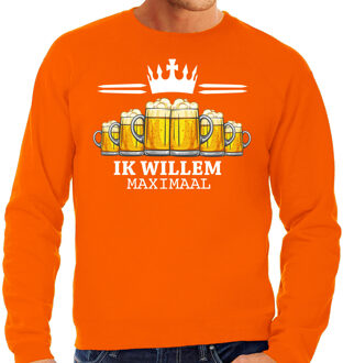Koningsdag sweater voor heren - bier, ik willem - oranje - feestkleding M