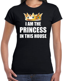 Koningsdag t-shirt Im the princess in this house zwart voor dames XL