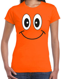 Koningsdag T-shirt voor dames - Smile - oranje - feestkleding M