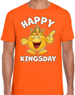 Koningsdag T-shirt voor heren - happy kingsday - oranje - feestkleding M