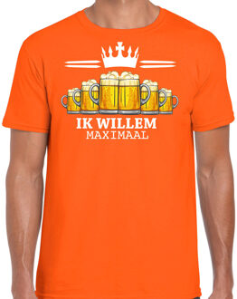 Koningsdag verkleed shirt voor heren - bier, ik willem - oranje - feestkleding L
