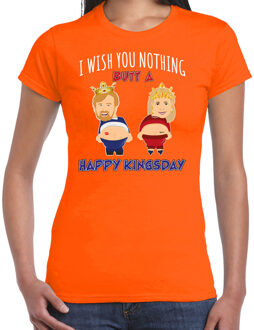 Koningsdag verkleed T-shirt dames - Happy Kings Day - oranje - feestkleding L