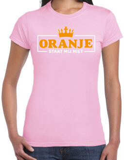 koningsdag verkleed T-shirt dames - oranje staat mij niet - roze - feestkleding M