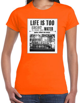 Koningsdag verkleed T-shirt voor dames - vintage poster - oranje - feestkleding M
