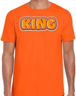 Koningsdag verkleed T-shirt voor heren - King - oranje - feestkleding L