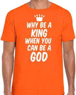 Koningsdag verkleed T-shirt voor heren - koning - oranje - feestkleding L