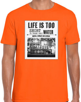 Koningsdag verkleed T-shirt voor heren - vintage poster - oranje - feestkleding XL