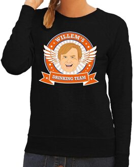 Koningsdag Willem drinking team sweater zwart dames S - Feesttruien
