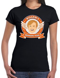Koningsdag Willem drinking team t-shirt zwart dames XS - Feestshirts