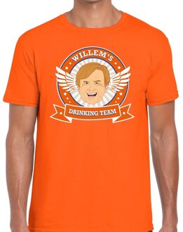 Koningsdag Willems drinking team t-shirt oranje heren S - Feestshirts
