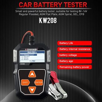 Konnwei KW208 Batterij Tester Auto Digitale 12V 100-2000CCA Automotive Batterij Capaciteit Tester Test Tool